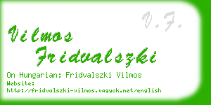vilmos fridvalszki business card